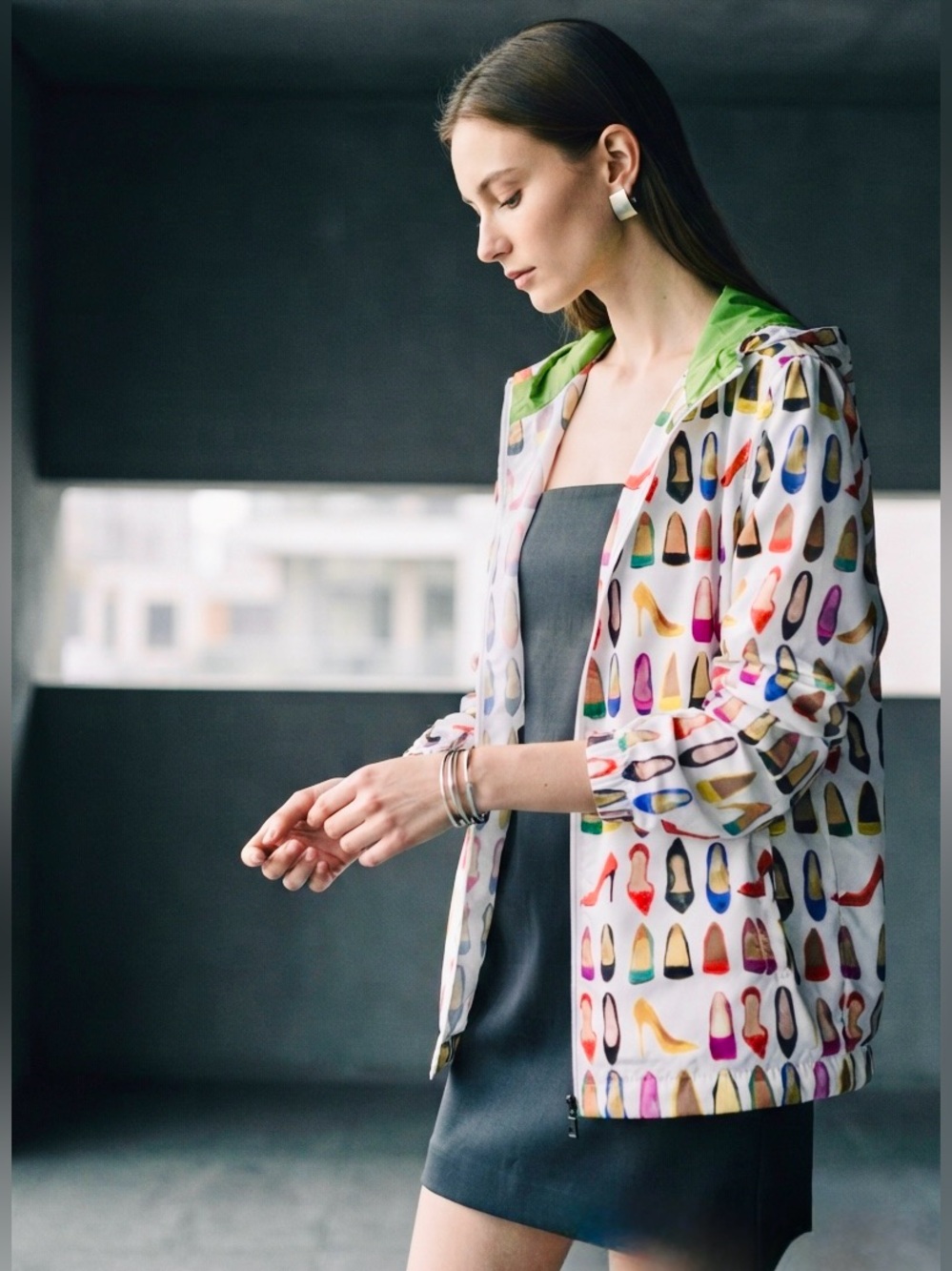 Windbreaker Jacket. Unisex, Stiletto heels Print. Runs big.